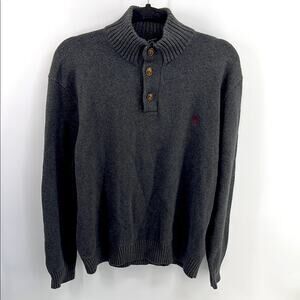 Polo Ralph Lauren 100% cotton mock neck 1/4 button up heavy weight knit sweater